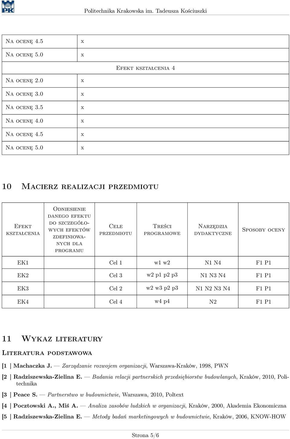 [1 ] Machaczka J. Zarządzanie rozwojem organizacji, Warszawa-Kraków, 1998, PWN [2 ] Radziszewska-Zielina E.