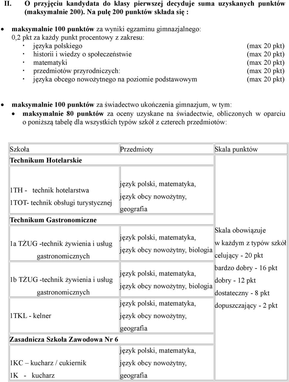 społeczeństwie (max 20 pkt) matematyki (max 20 pkt) przedmiotów przyrodniczych: (max 20 pkt) języka obcego nowożytnego na poziomie podstawowym (max 20 pkt) maksymalnie 100 punktów za świadectwo