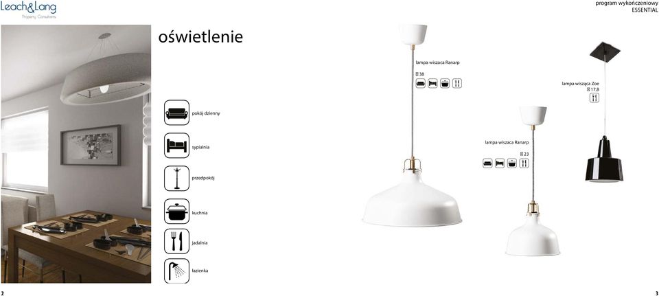 dzienny sypialnia lampa wiszaca Ranarp 23