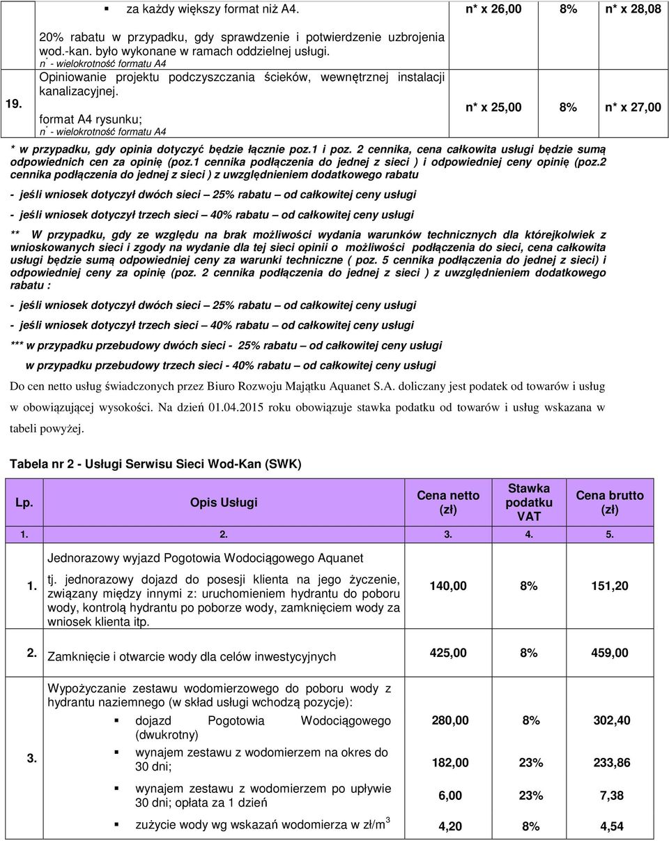 format A4 rysunku; n * - wielokrotność formatu A4 n* x 25,00 n* x 27,00 * w przypadku, gdy opinia dotyczyć będzie łącznie poz.1 i poz.