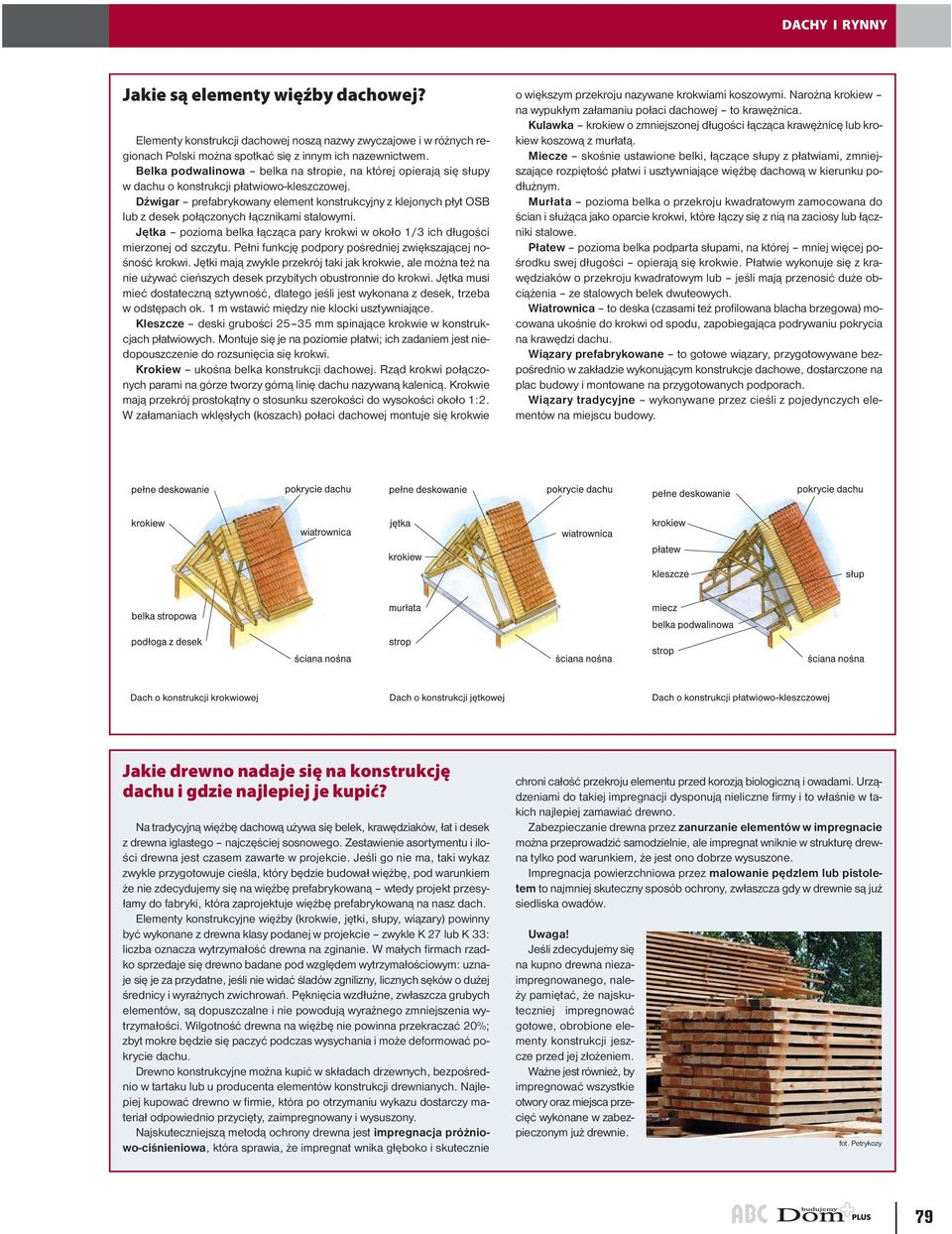 Dźwigar prefabrykowany element konstrukcyjny z klejonych płyt OSB lub z desek połączonych łącznikami stalowymi. Jętka pozioma belka łącząca pary krokwi w około 1/3 ich długości mierzonej od szczytu.