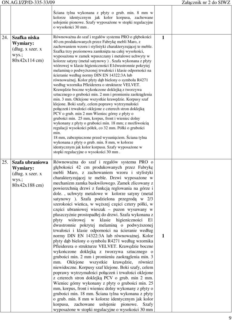 40 cm produkowanych przez Fabryk mebli Maro, z Szafka trzy poziomowa zamknita na całej wysokoci, wyposaona w zamek wpuszczany i metalowe uchwyty w kolorze satyny (metal satynowy ).