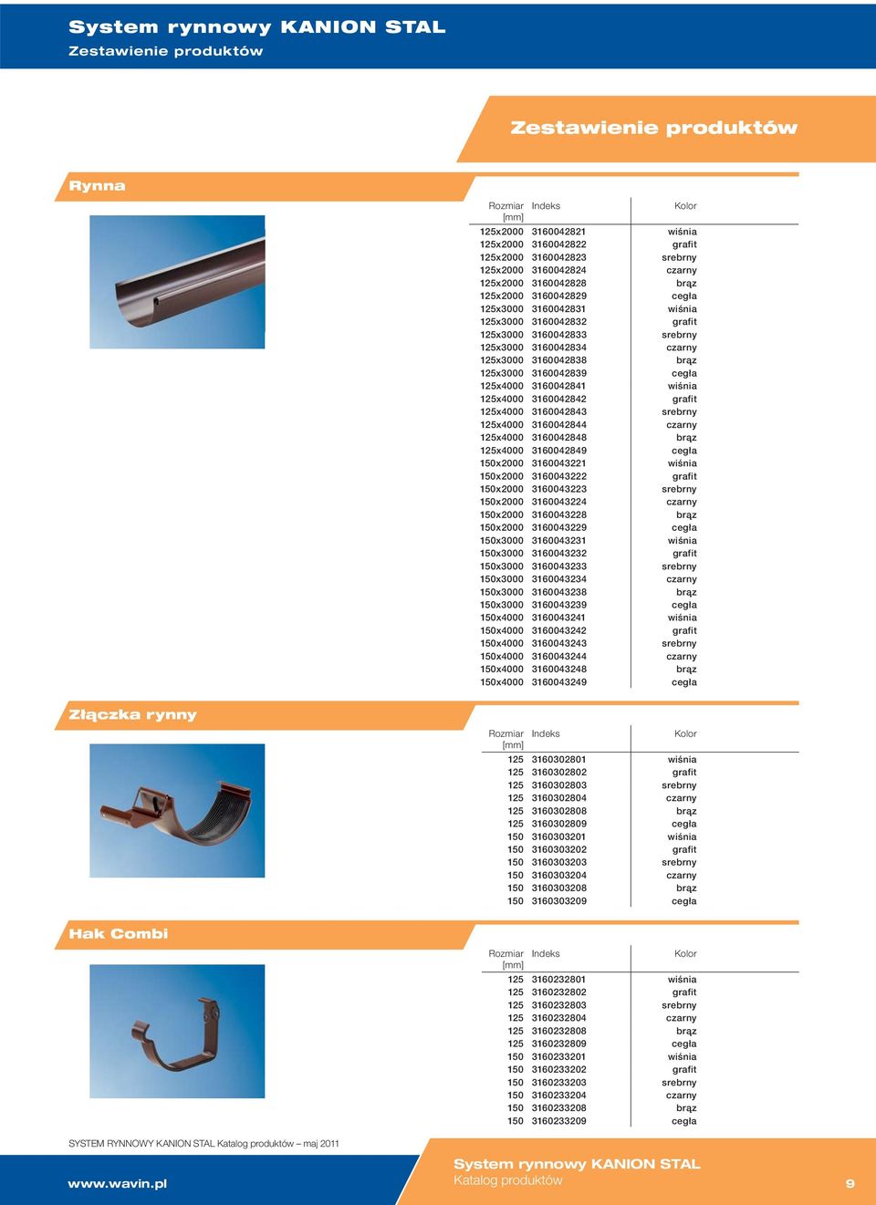 wiśnia 125x4000 3160042842 grafit 125x4000 3160042843 srebrny 125x4000 3160042844 czarny 125x4000 3160042848 brąz 125x4000 3160042849 cegła 150x2000 3160043221 wiśnia 150x2000 3160043222 grafit