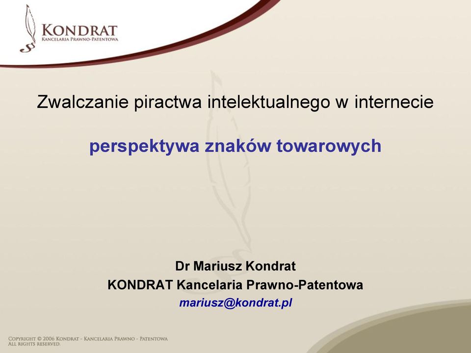 towarowych Dr Mariusz Kondrat KONDRAT