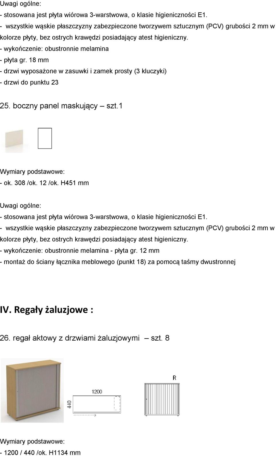 boczny panel maskujący szt.1 Wymiary podstawowe: - ok. 308 /ok. 12 /ok.