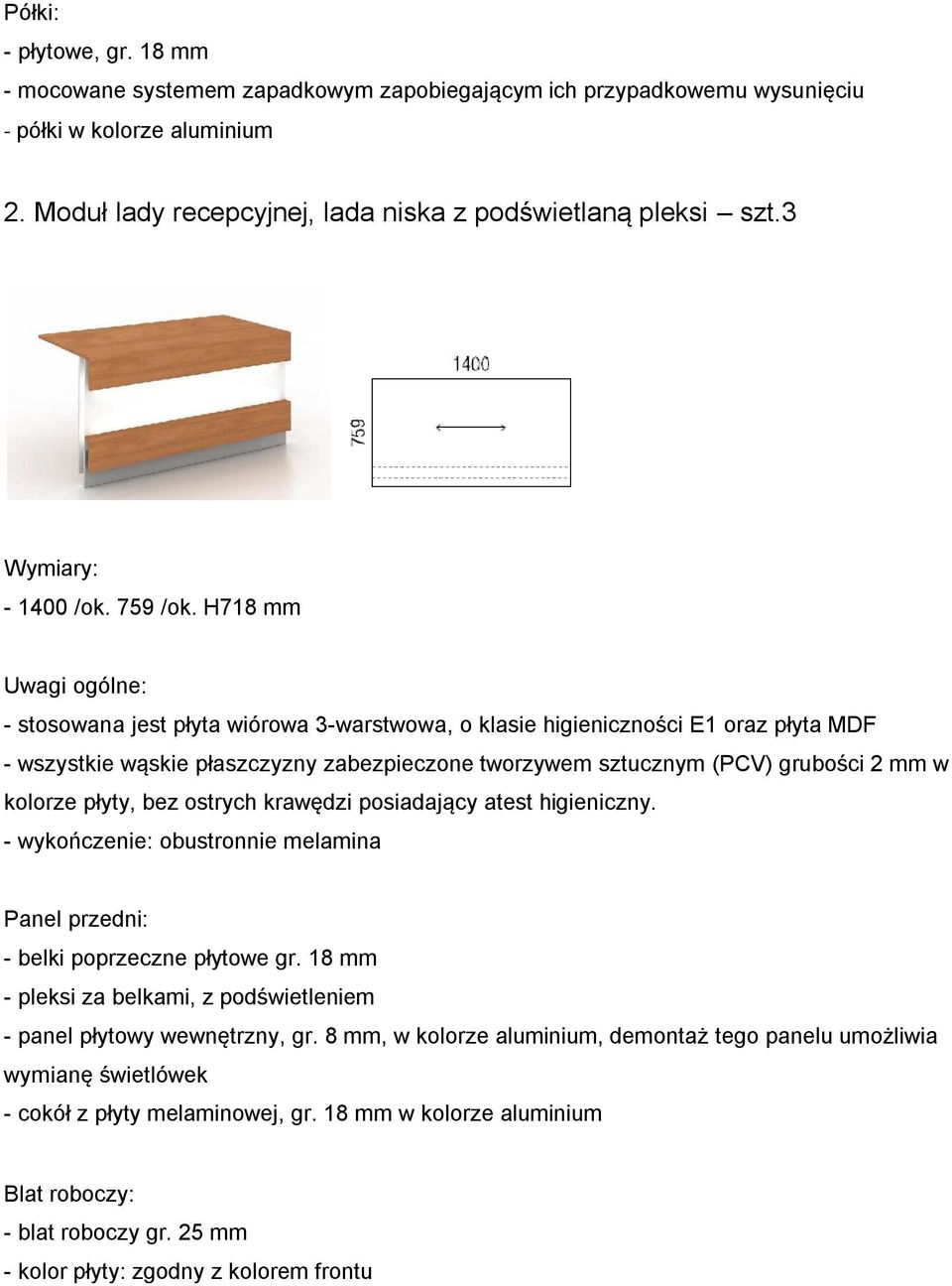 gr. 18 mm - pleksi za belkami, z podświetleniem - panel płytowy wewnętrzny, gr.