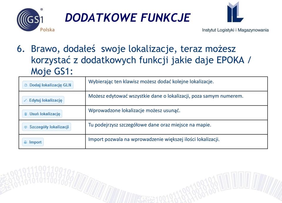 Moje GS1: Wybierając ten klawisz możesz dodać kolejne lokalizacje.