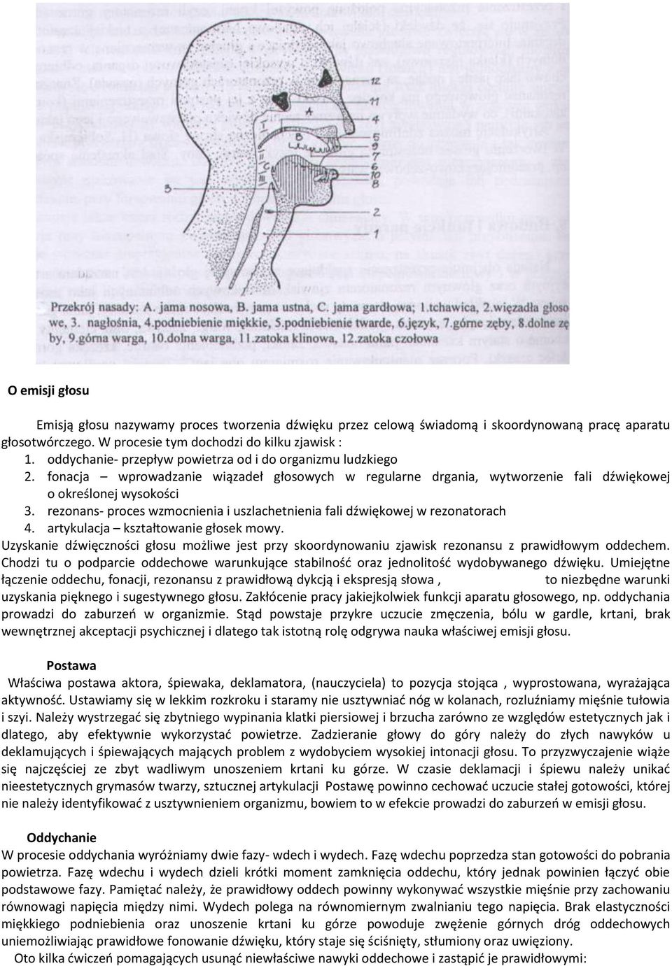 rezonans- proces wzmocnienia i uszlachetnienia fali dźwiękowej w rezonatorach 4. artykulacja kształtowanie głosek mowy.