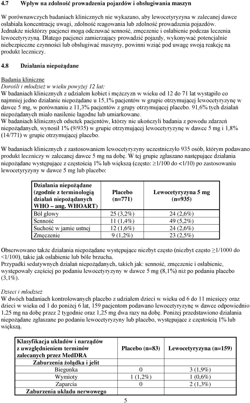 Dlatego pacjenci zamierzający prowadzić pojazdy, wykonywać potencjalnie niebezpieczne czynności lub obsługiwać maszyny, powinni wziąć pod uwagę swoją reakcję na produkt leczniczy. 4.