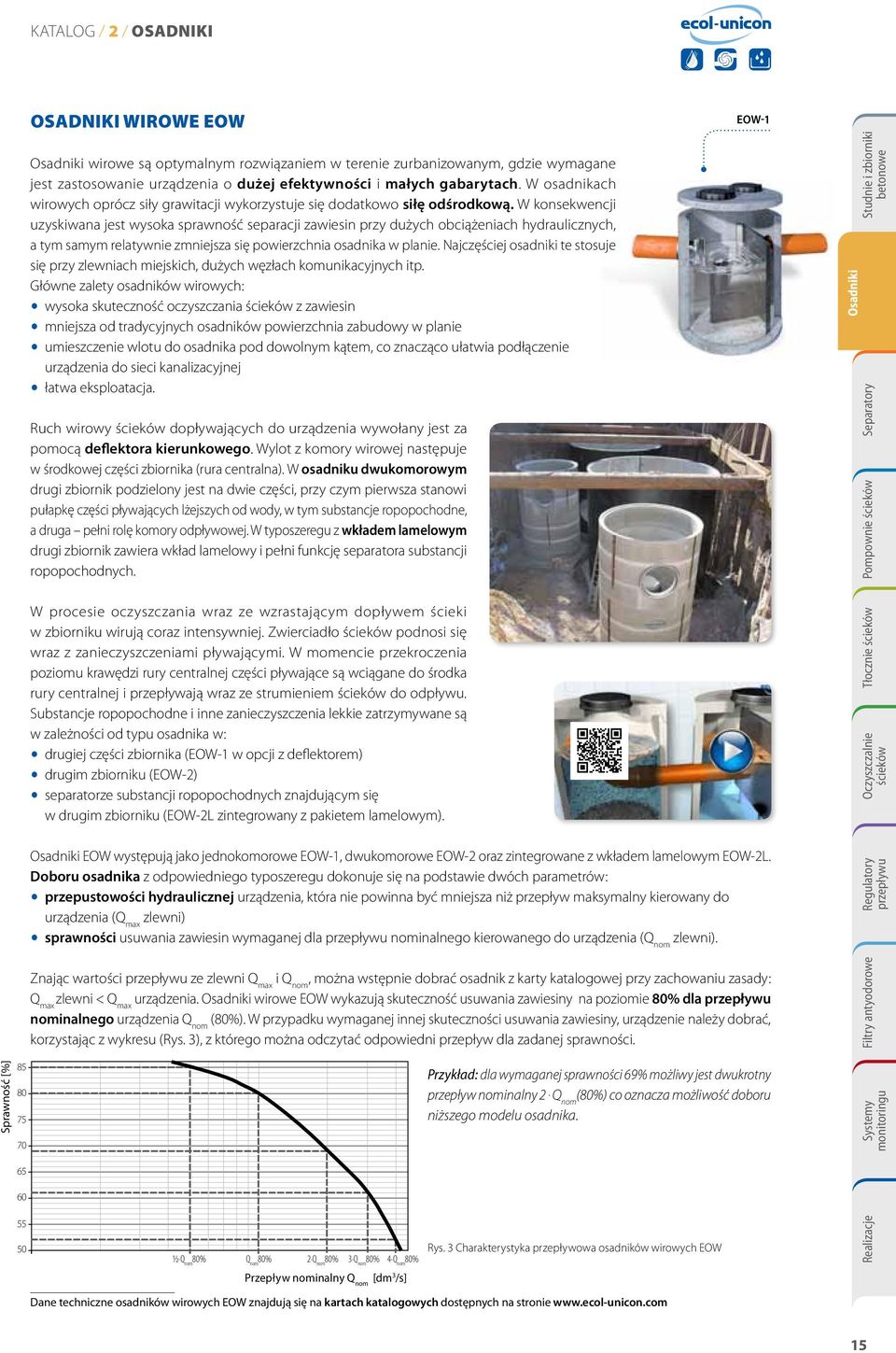 W konsekwencji uzyskiwana jest wysoka sprawność separacji zawiesin przy dużych obciążeniach hydraulicznych, a tym samym relatywnie zmniejsza się powierzchnia osadnika w planie.