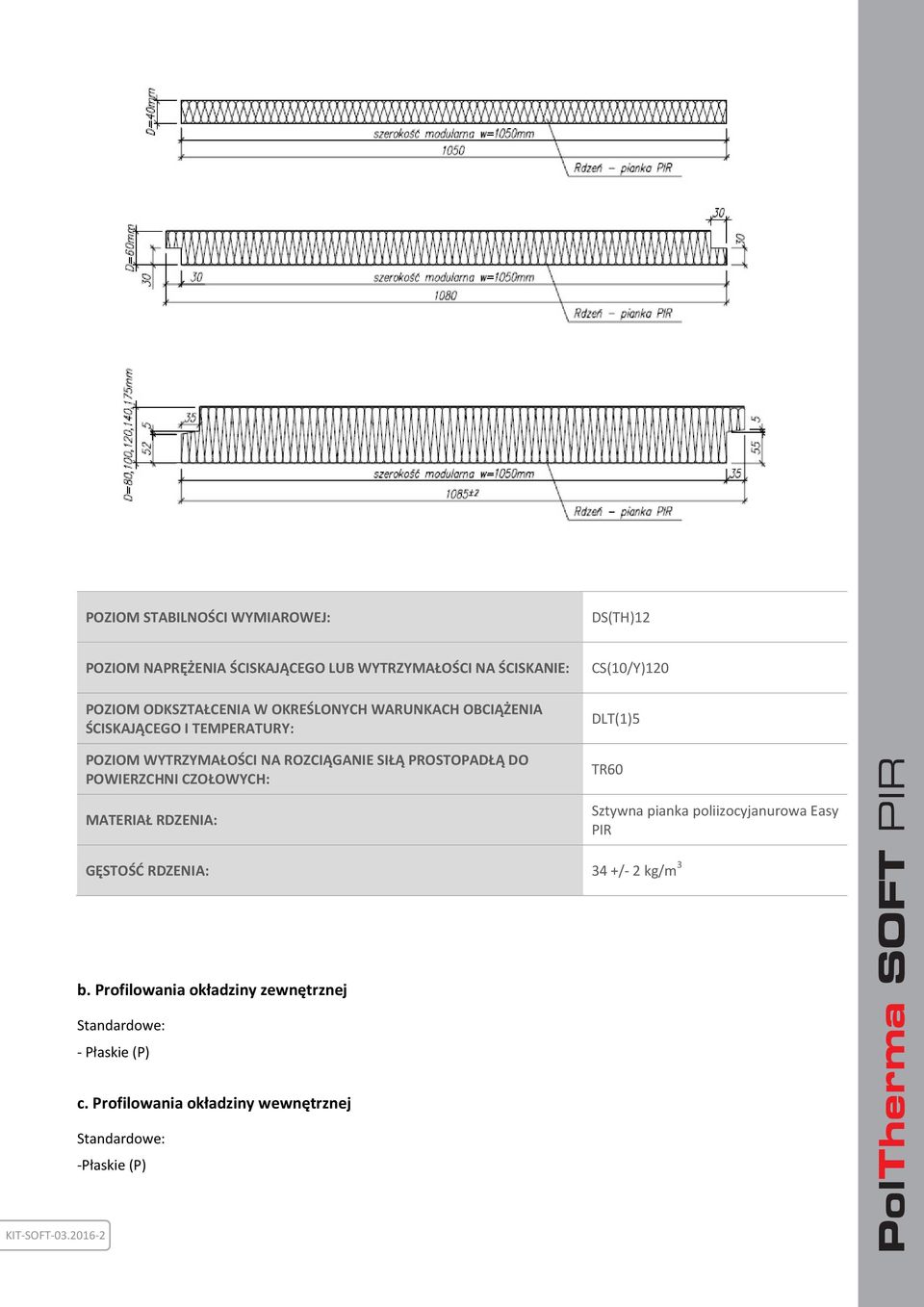 2016-2 POZIOM WYTRZYMAŁOŚCI NA ROZCIĄGANIE SIŁĄ PROSTOPADŁĄ DO POWIERZCHNI CZOŁOWYCH: MATERIAŁ RDZENIA: TR60 GĘSTOŚĆ RDZENIA: 34 +/-