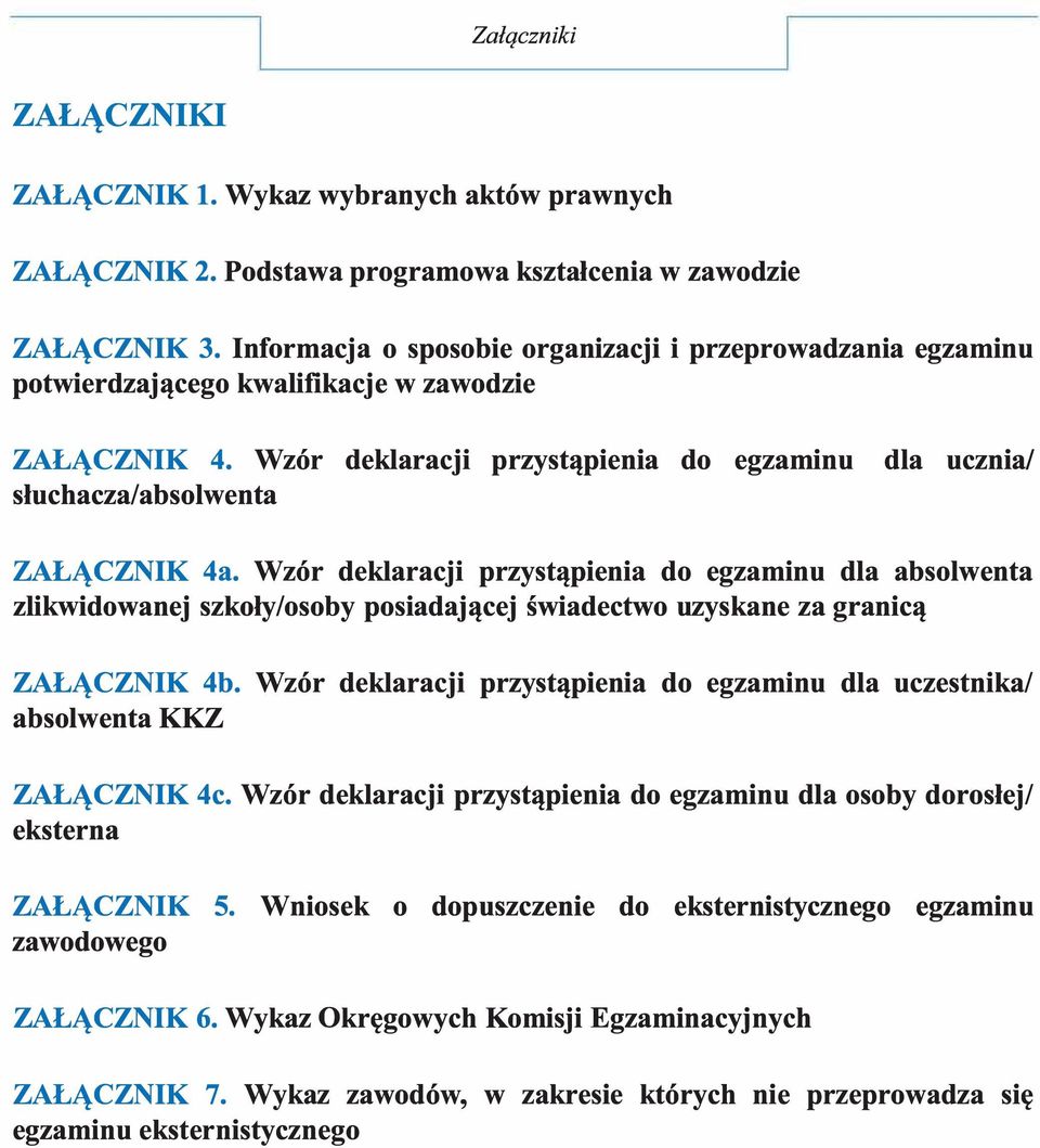 Wzór deklaracji przystąpienia do egzaminu słuchacza/absolwenta dla ucznia/ ZAŁĄCZNIK 4a.