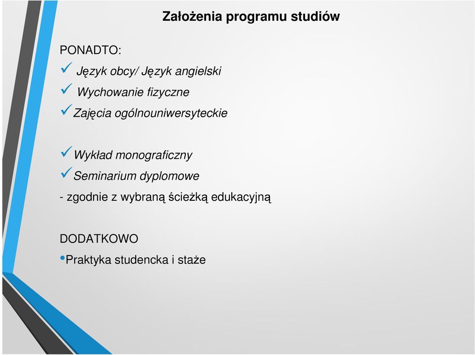 Wykład monograficzny Seminarium dyplomowe - zgodnie z