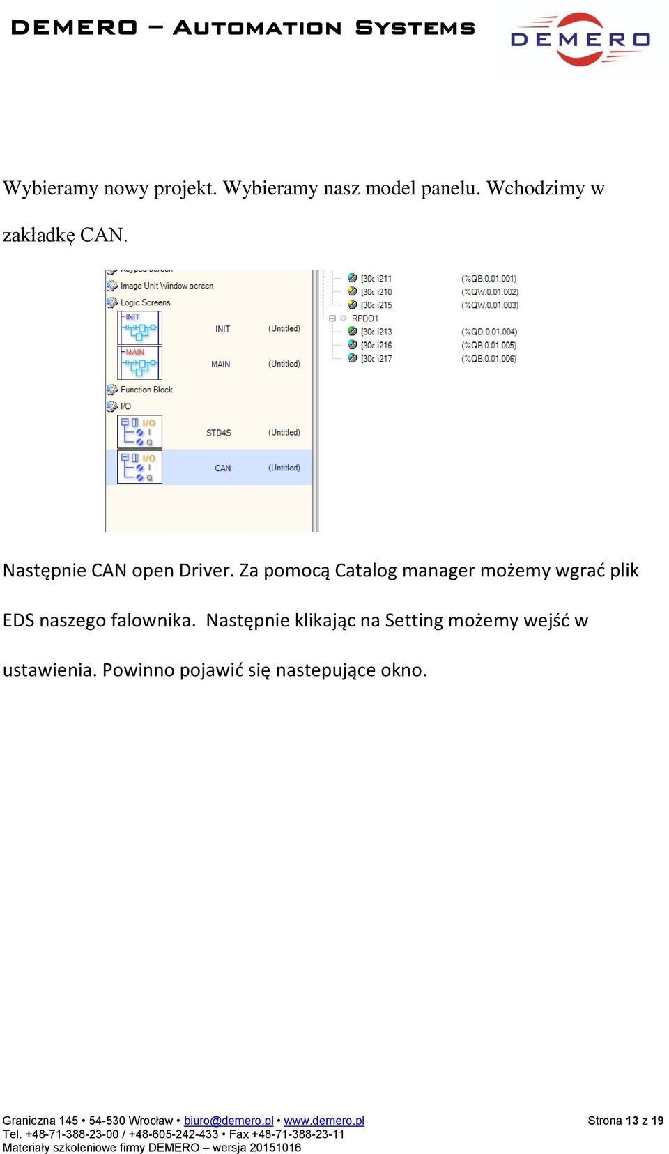 Za pomocą Catalog manager możemy wgrać plik EDS naszego falownika.