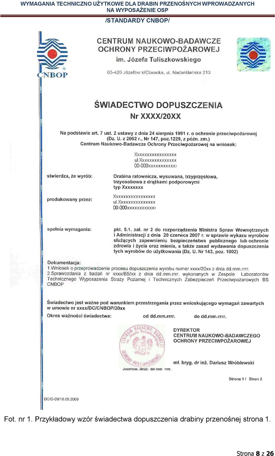 świadectwa dopuszczenia