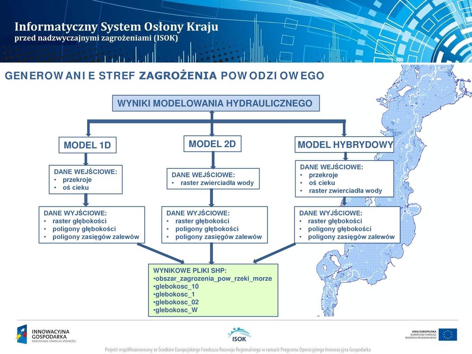 głębokości poligony zasięgów zalewów DANE WYJŚCIOWE: raster głębokości poligony głębokości poligony zasięgów zalewów DANE WYJŚCIOWE: raster