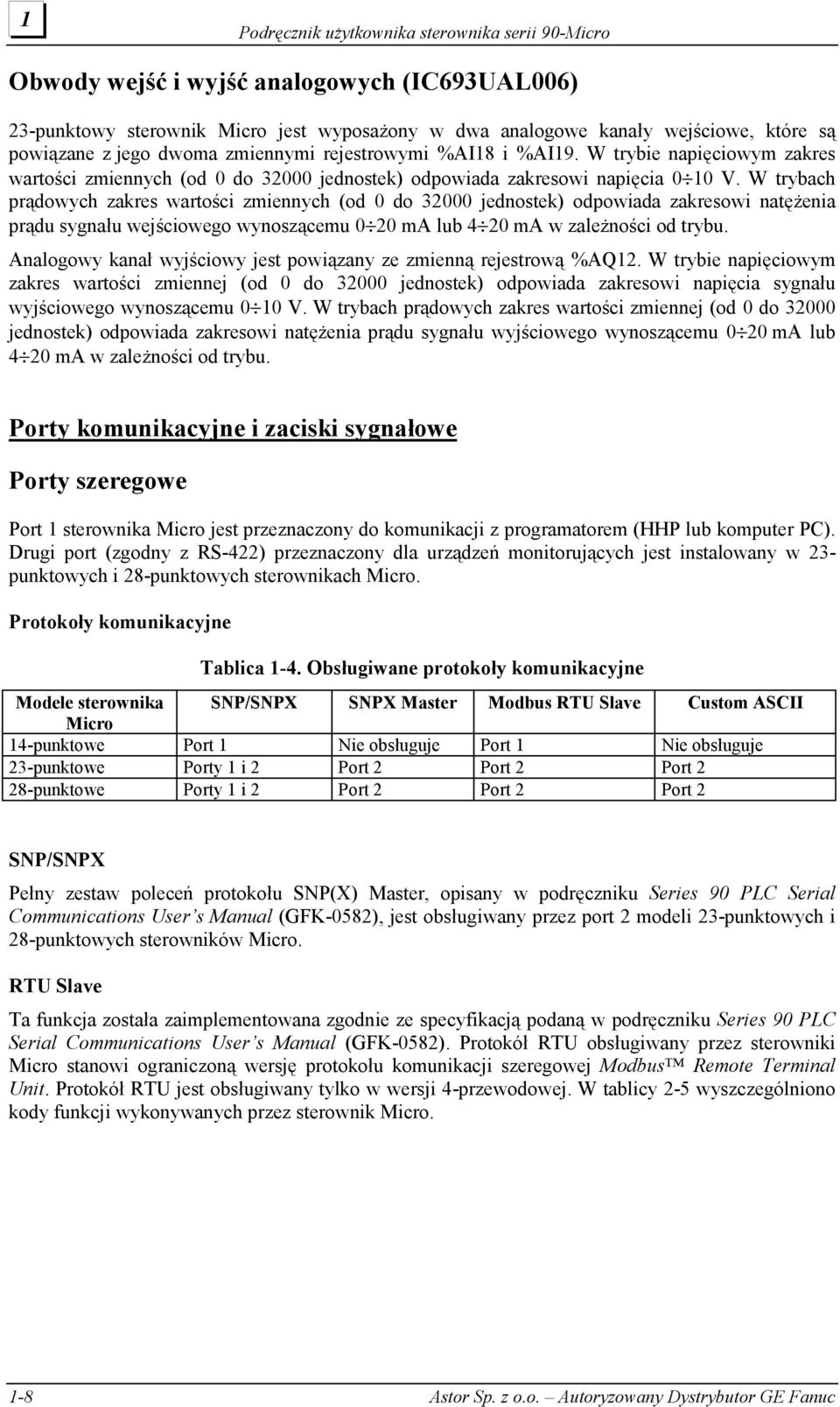 W trybach prądowych zakres wartości zmiennych (od 0 do 32000 jednostek) odpowiada zakresowi natężenia prądu sygnału wejściowego wynoszącemu 0 20 ma lub 4 20 ma w zależności od trybu.