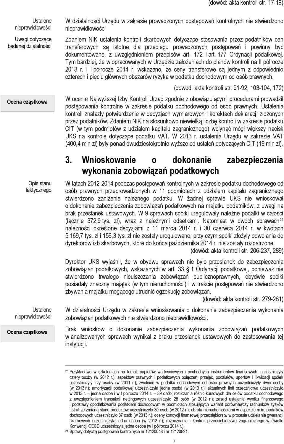 stwierdzono Zdaniem NIK ustalenia kontroli skarbowych dotyczące stosowania przez podatników cen transferowych są istotne dla przebiegu prowadzonych postępowań i powinny być dokumentowane, z