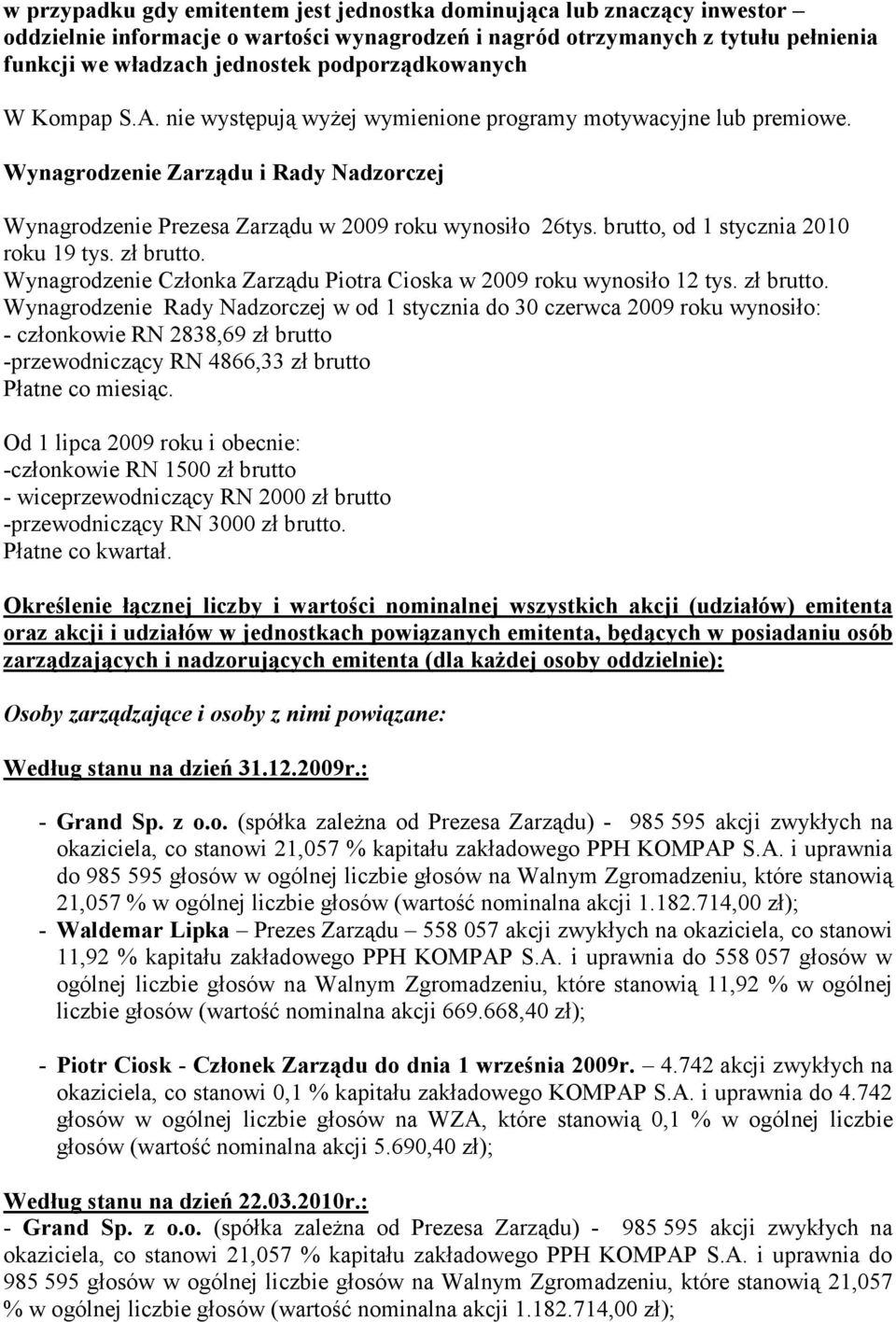brutto, od 1 stycznia 2010 roku 19 tys. zł brutto.