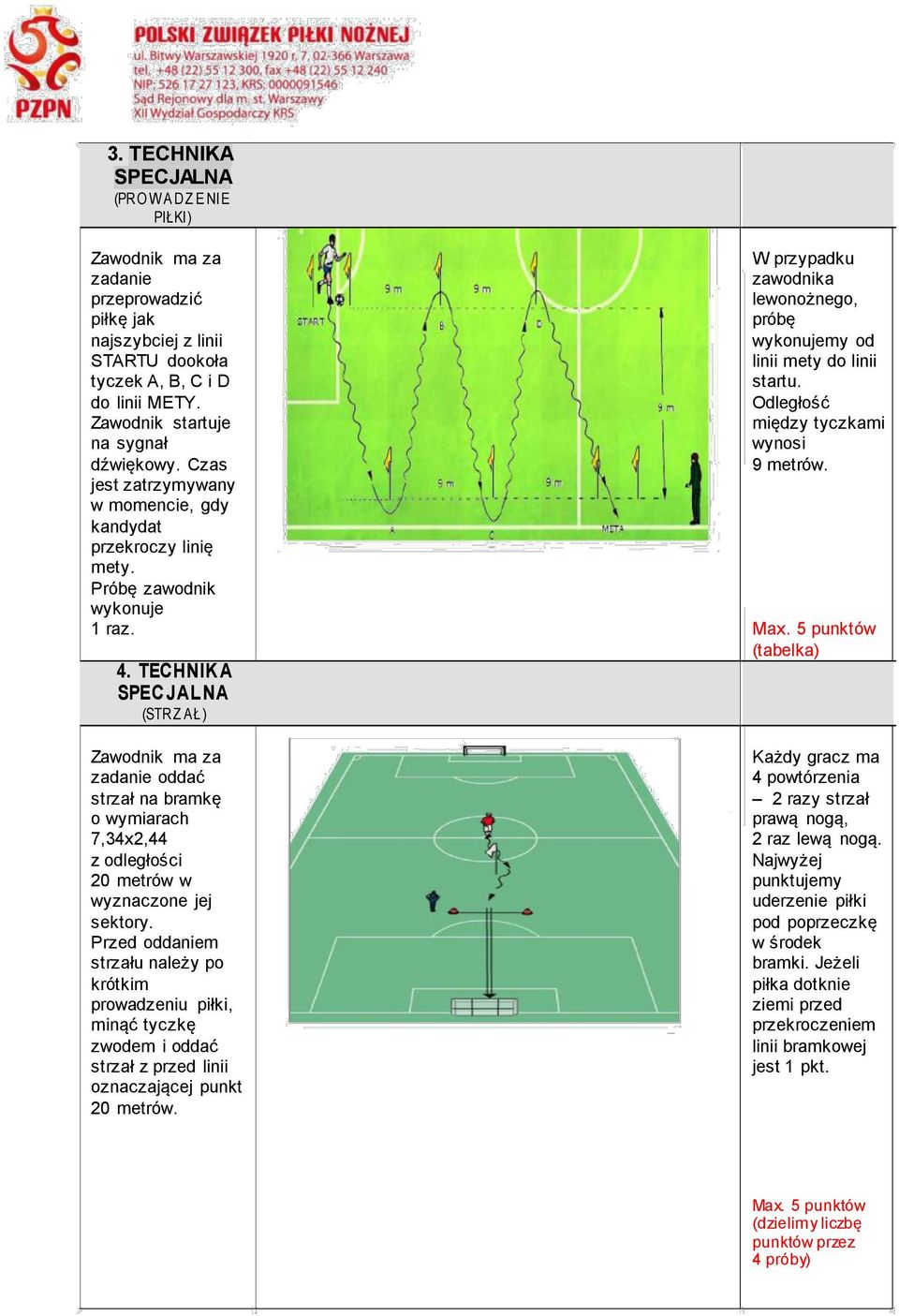 Próbę zawodnik wykonuje 1 raz. Max. 5 punktów (tabelka) 4.
