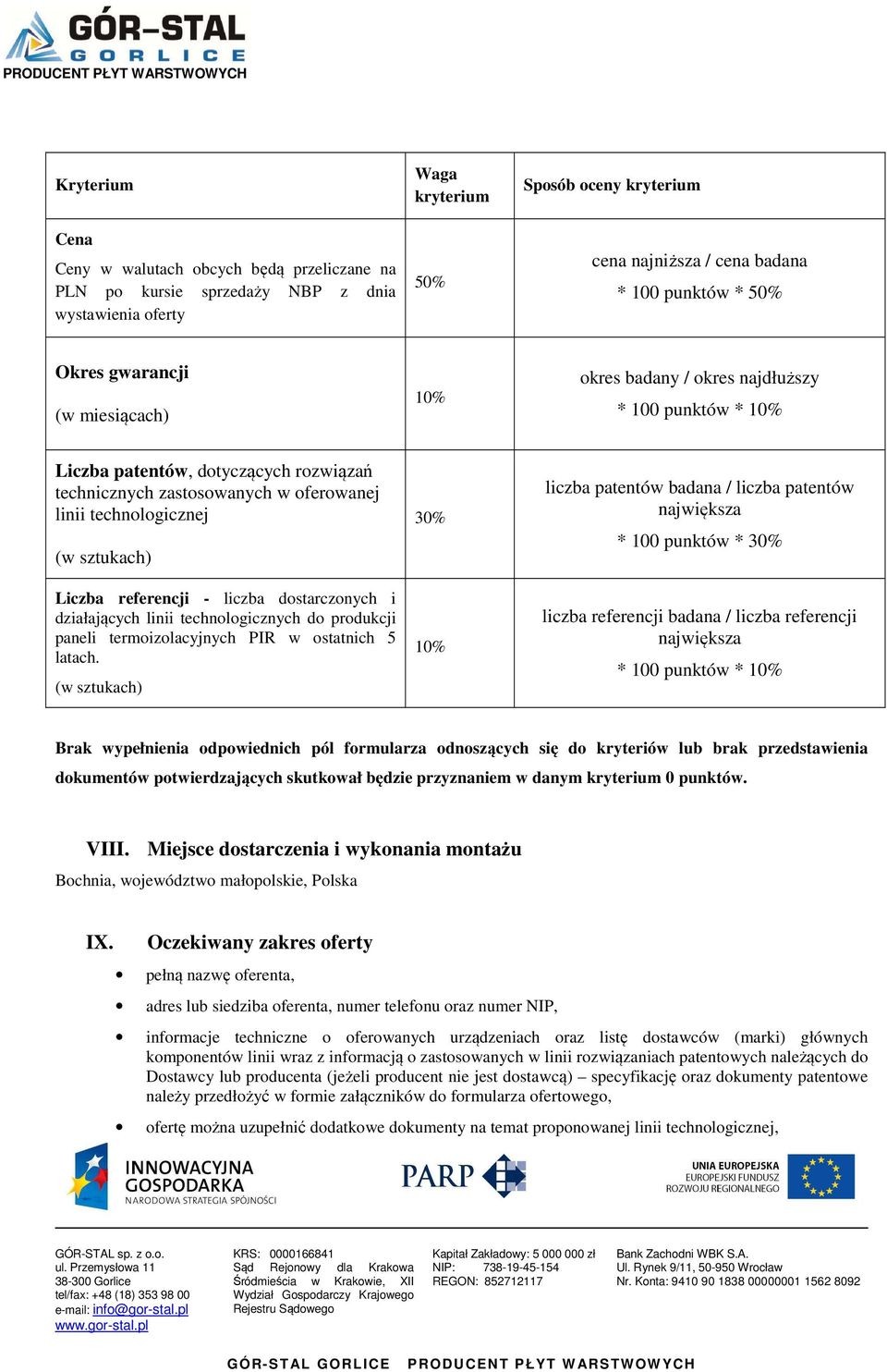 sztukach) Liczba referencji - liczba dostarczonych i działających linii technologicznych do produkcji paneli termoizolacyjnych PIR w ostatnich 5 latach.