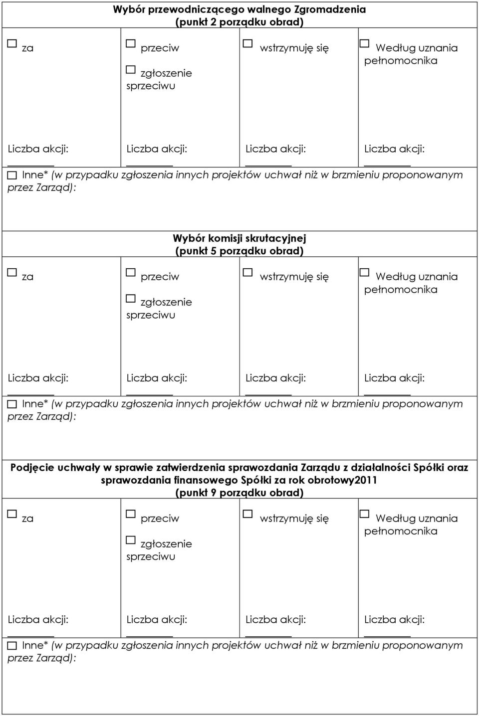 w sprawie twierdzenia sprawozdania Zarządu z działalności Spółki oraz