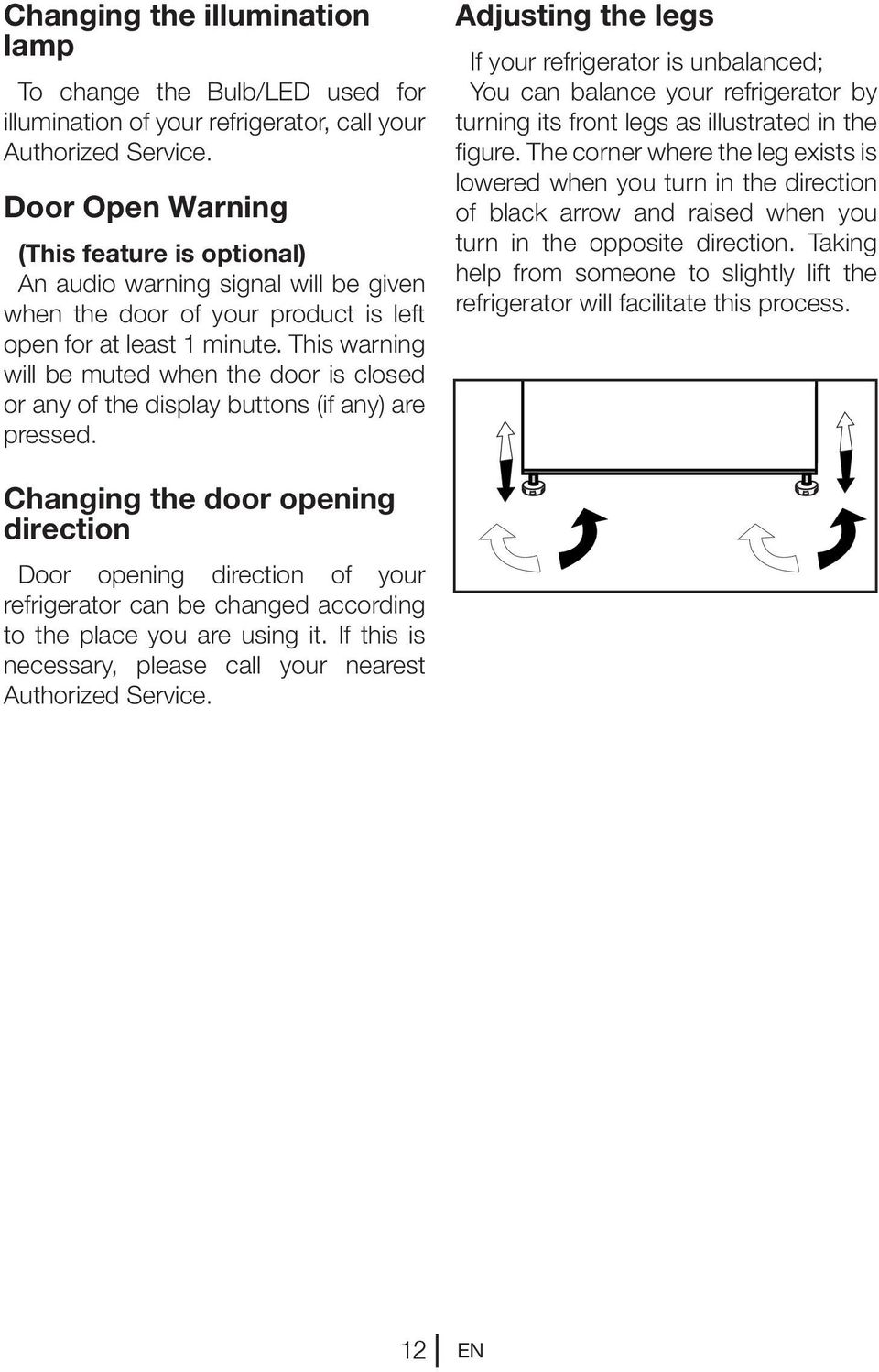 This warning will be muted when the door is closed or any of the display buttons (if any) are pressed.