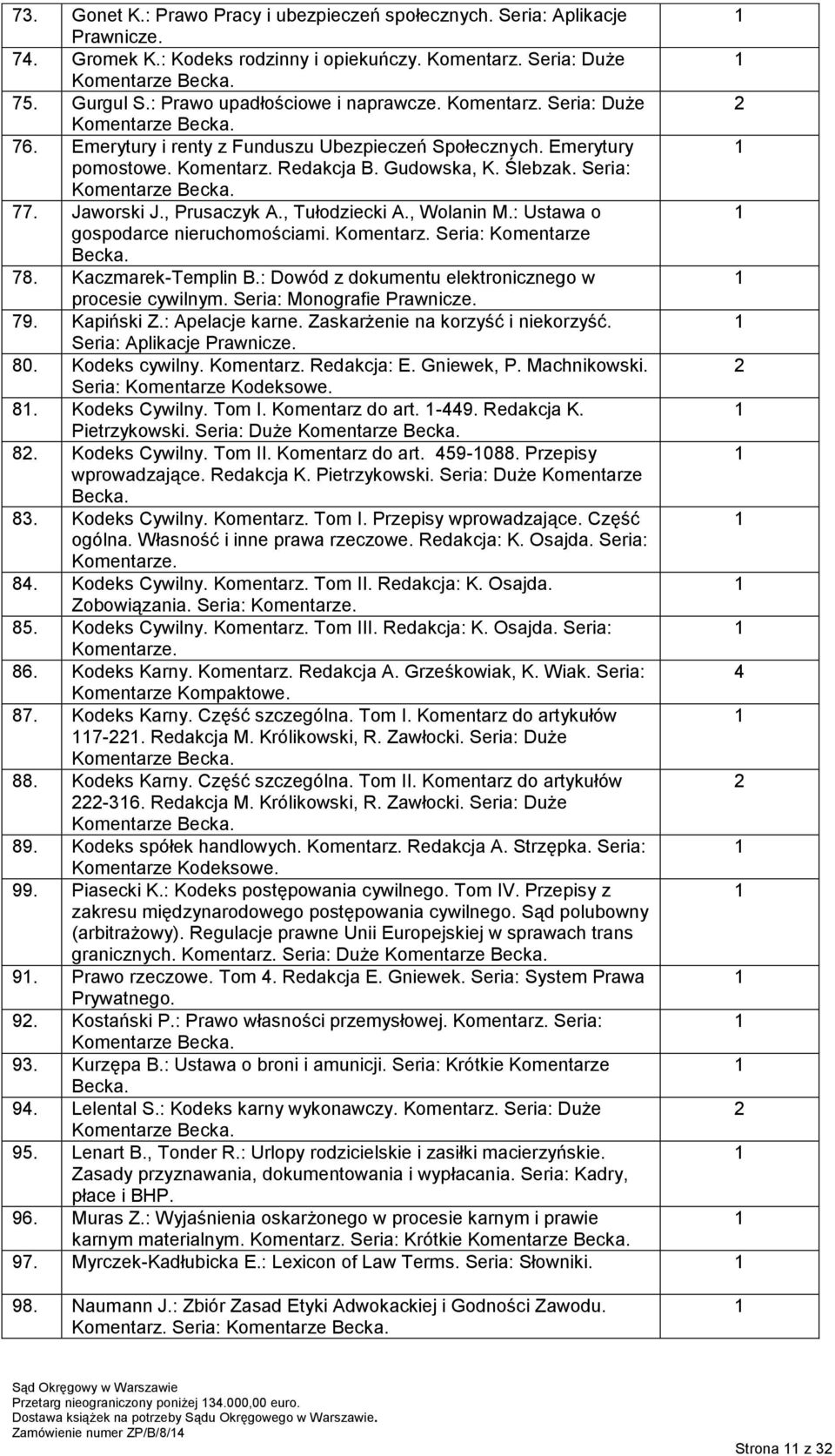 Seria: Komentarze Becka. 77. Jaworski J., Prusaczyk A., Tułodziecki A., Wolanin M.: Ustawa o gospodarce nieruchomościami. Komentarz. Seria: Komentarze Becka. 78. Kaczmarek-Templin B.