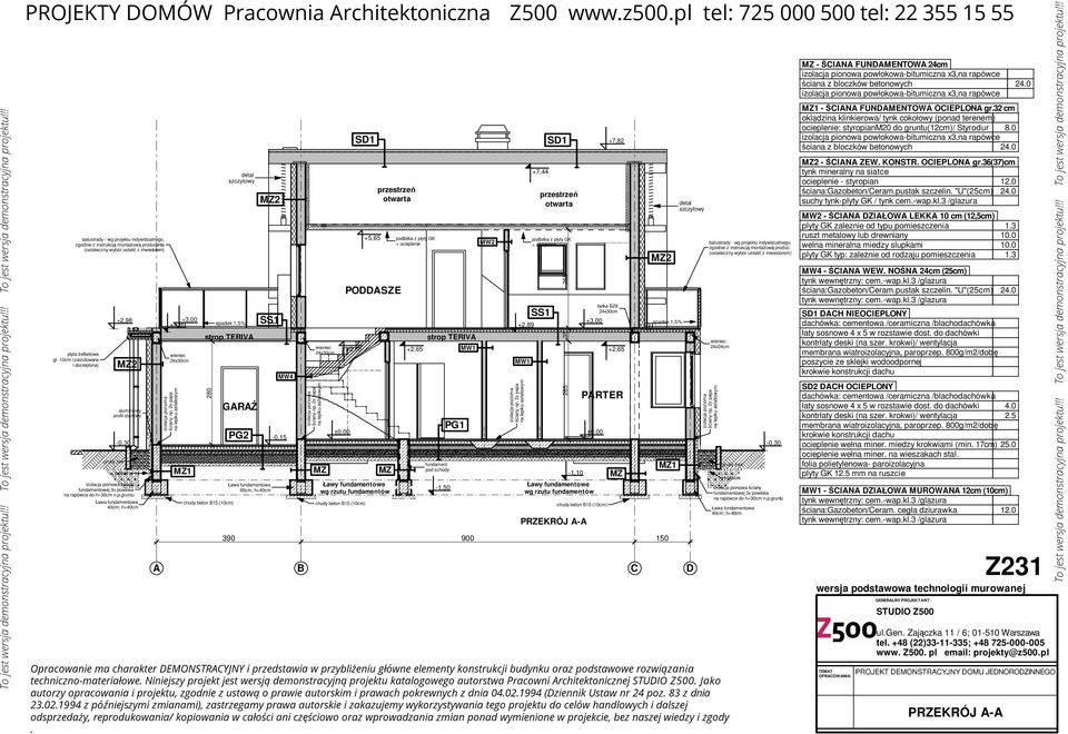 40cm; h=40cm ściany np 2x papa 2 detal szczytowy +2,89 strop TERIV chudy beton 5 (0cm) GRŻ PG2 SS 0cm; h=40cm MW4 ściany np 2x papa chudy beton 5 (0cm) +5,5 przestrzeń otwarta PODDSZE Ławy