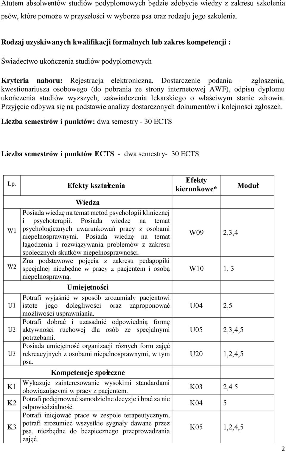Dostarczenie podania zgłoszenia, kwestionariusza osobowego (do pobrania ze strony internetowej AWF), odpisu dyplomu ukończenia wyższych, zaświadczenia lekarskiego o właściwym stanie zdrowia.