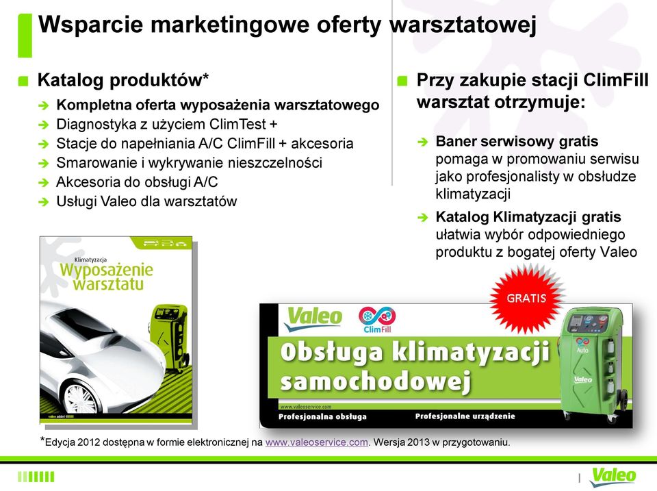 ClimFill warsztat otrzymuje: Baner serwisowy gratis pomaga w promowaniu serwisu jako profesjonalisty w obsłudze klimatyzacji Katalog Klimatyzacji