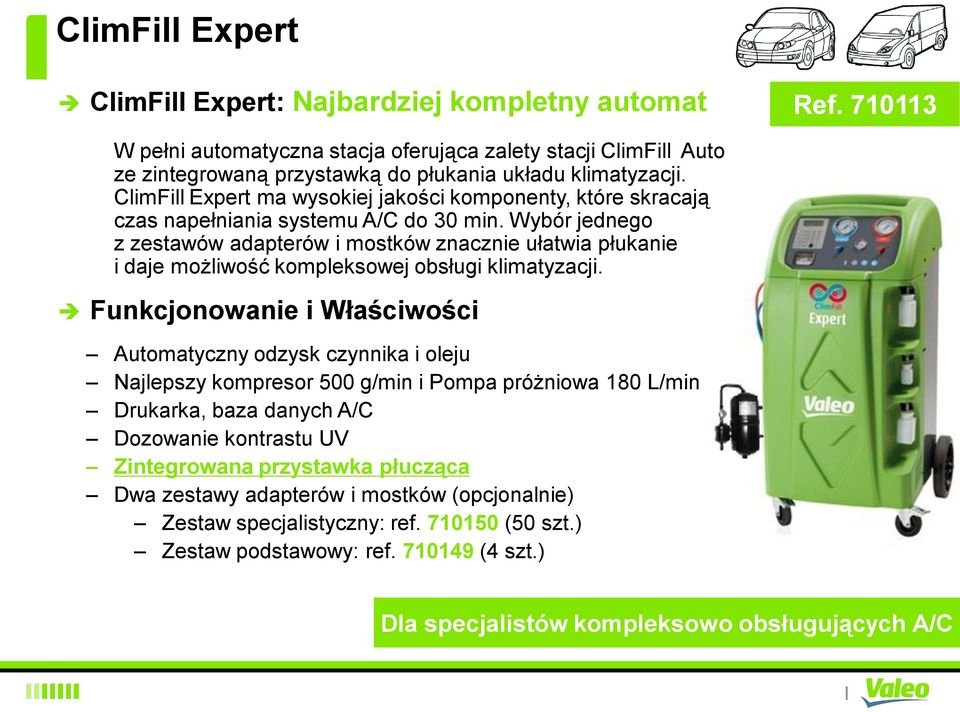 Wybór jednego z zestawów adapterów i mostków znacznie ułatwia płukanie i daje możliwość kompleksowej obsługi klimatyzacji.