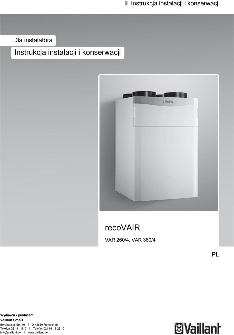 / producent Vaillant GmbH Berghauser Str.