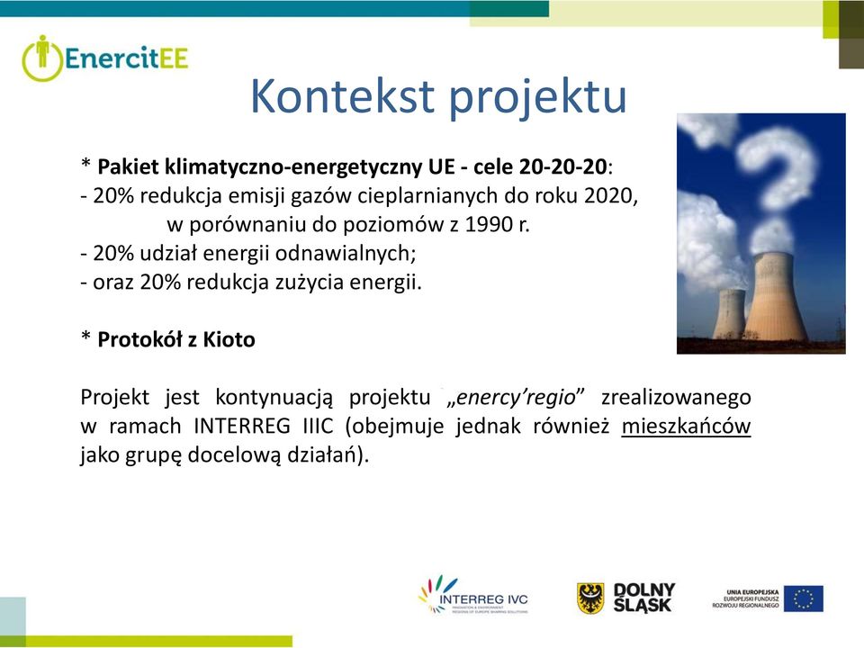 - 20% udział energii odnawialnych; - oraz 20% redukcja zużycia energii.