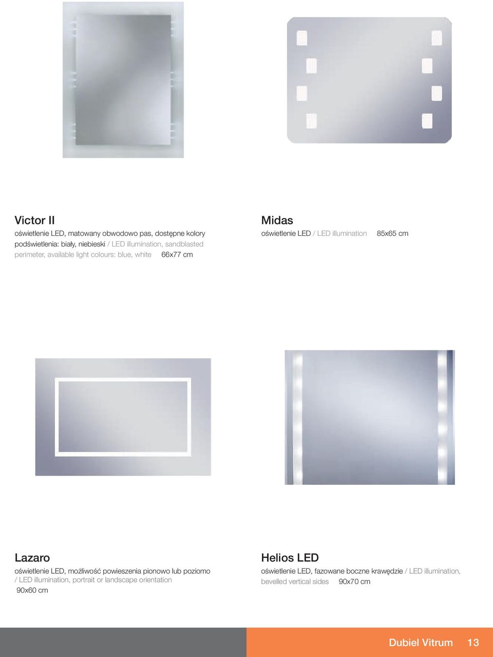 Lazaro oœwietlenie LED, mo liwoœæ powieszenia pionowo lub poziomo / LED illumination, portrait or landscape orientation