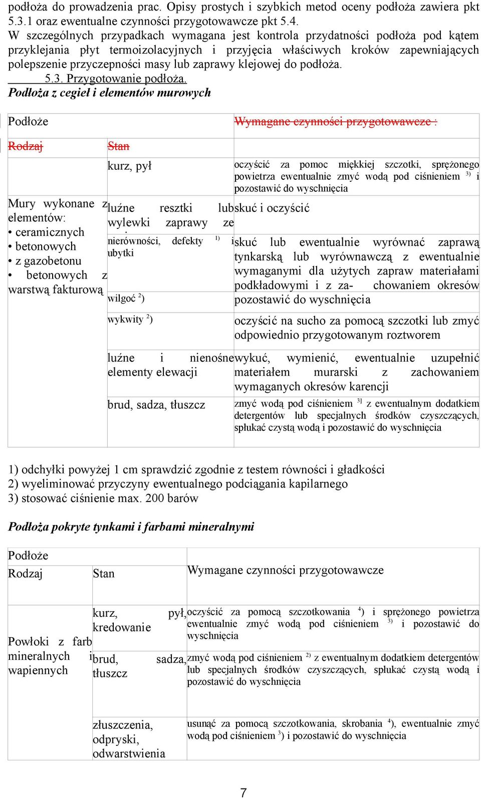 zaprawy klejowej do podłoża. 5.3. Przygotowanie podłoża.