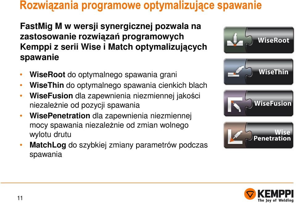 cienkich blach WiseFusion dla zapewnienia niezmiennej jakości niezależnie od pozycji spawania WisePenetration dla zapewnienia