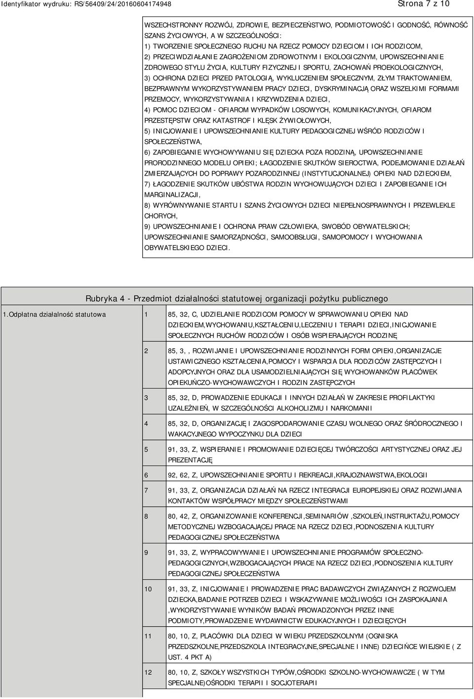 WYKLUCZENIEM SPOŁECZNYM, ZŁYM TRAKTOWANIEM, BEZPRAWNYM WYKORZYSTYWANIEM PRACY DZIECI, DYSKRYMINACJĄ ORAZ WSZELKIMI FORMAMI PRZEMOCY, WYKORZYSTYWANIA I KRZYWDZENIA DZIECI, 4) POMOC DZIECIOM - OFIAROM