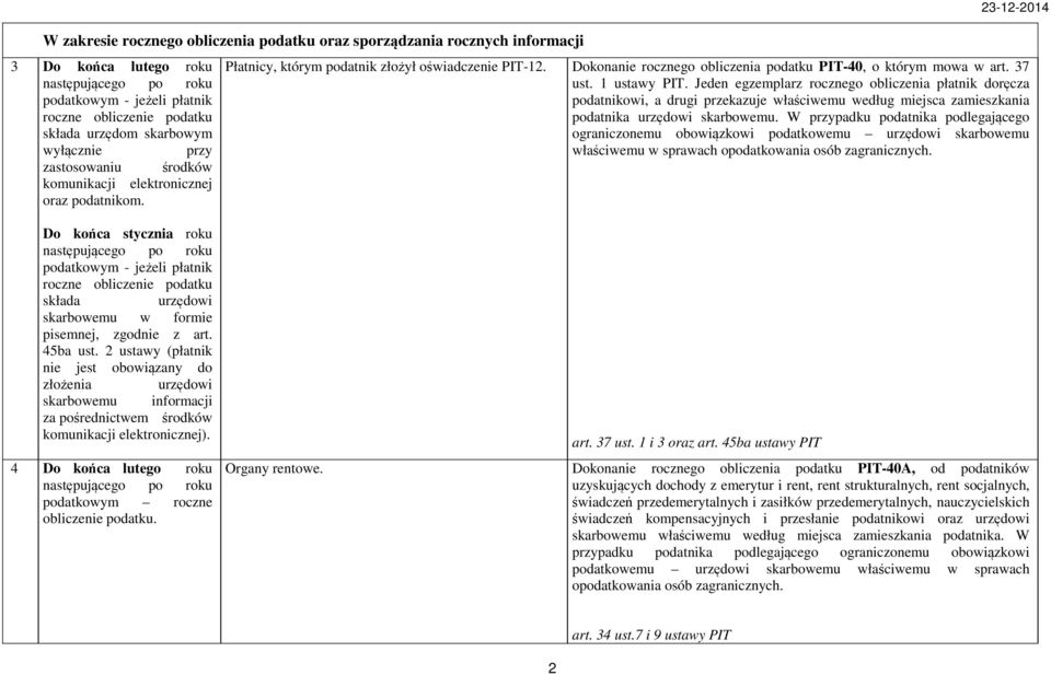 Jeden egzemplarz rocznego obliczenia płatnik doręcza podatnikowi, a drugi przekazuje właściwemu według miejsca zamieszkania podatnika urzędowi skarbowemu.