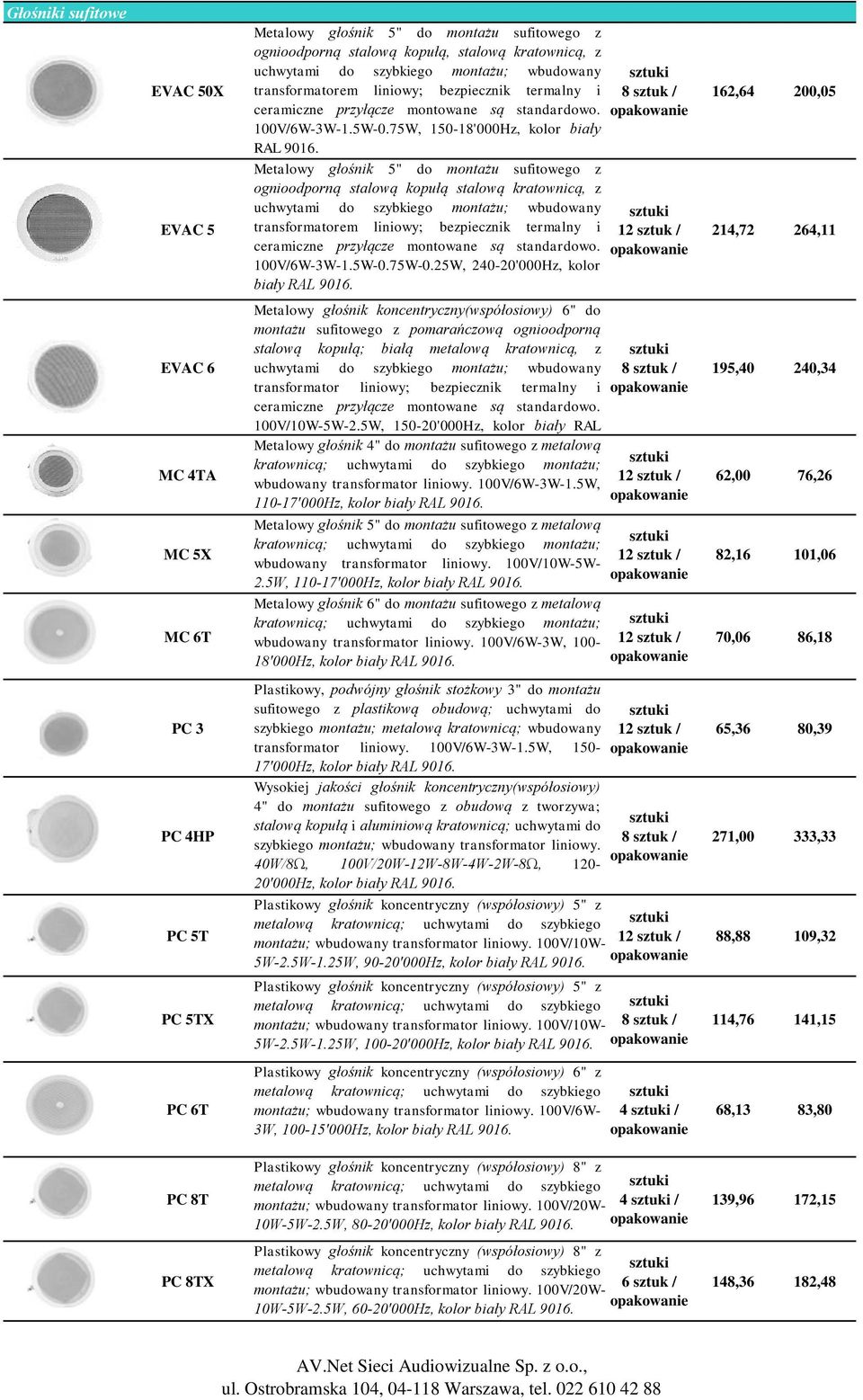 Metalowy głośnik 5" do montażu sufitowego z ognioodporną stalową kopułą stalową kratownicą, z uchwytami do szybkiego montażu; wbudowany transformatorem liniowy; bezpiecznik termalny i ceramiczne