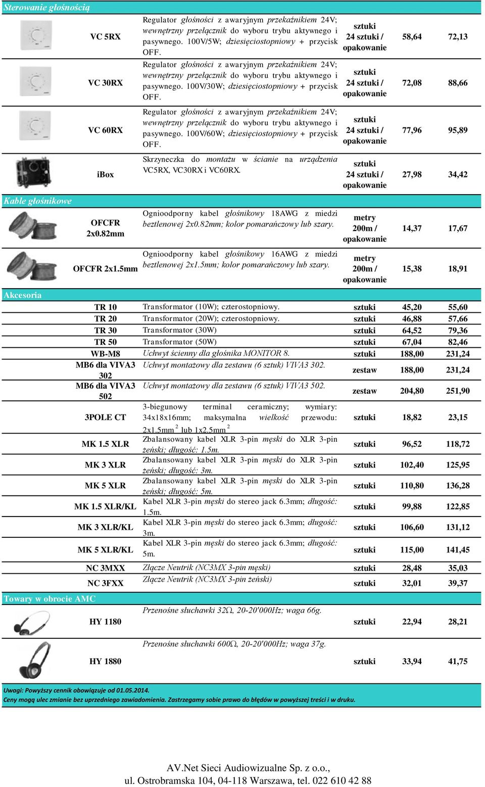Regulator głośności z awaryjnym przekaźnikiem 24V; wewnętrzny przełącznik do wyboru trybu aktywnego i pasywnego. 100V/30W; dziesięciostopniowy + przycisk OFF.