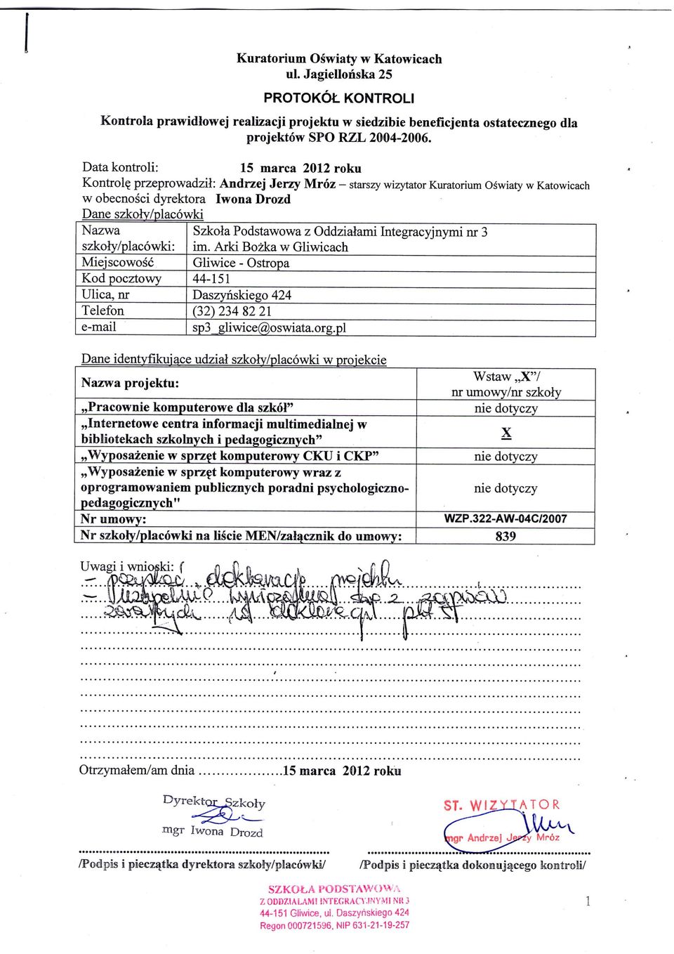 Oddzialami Integracyjnymi nr3 szkoly/placo wki : im.