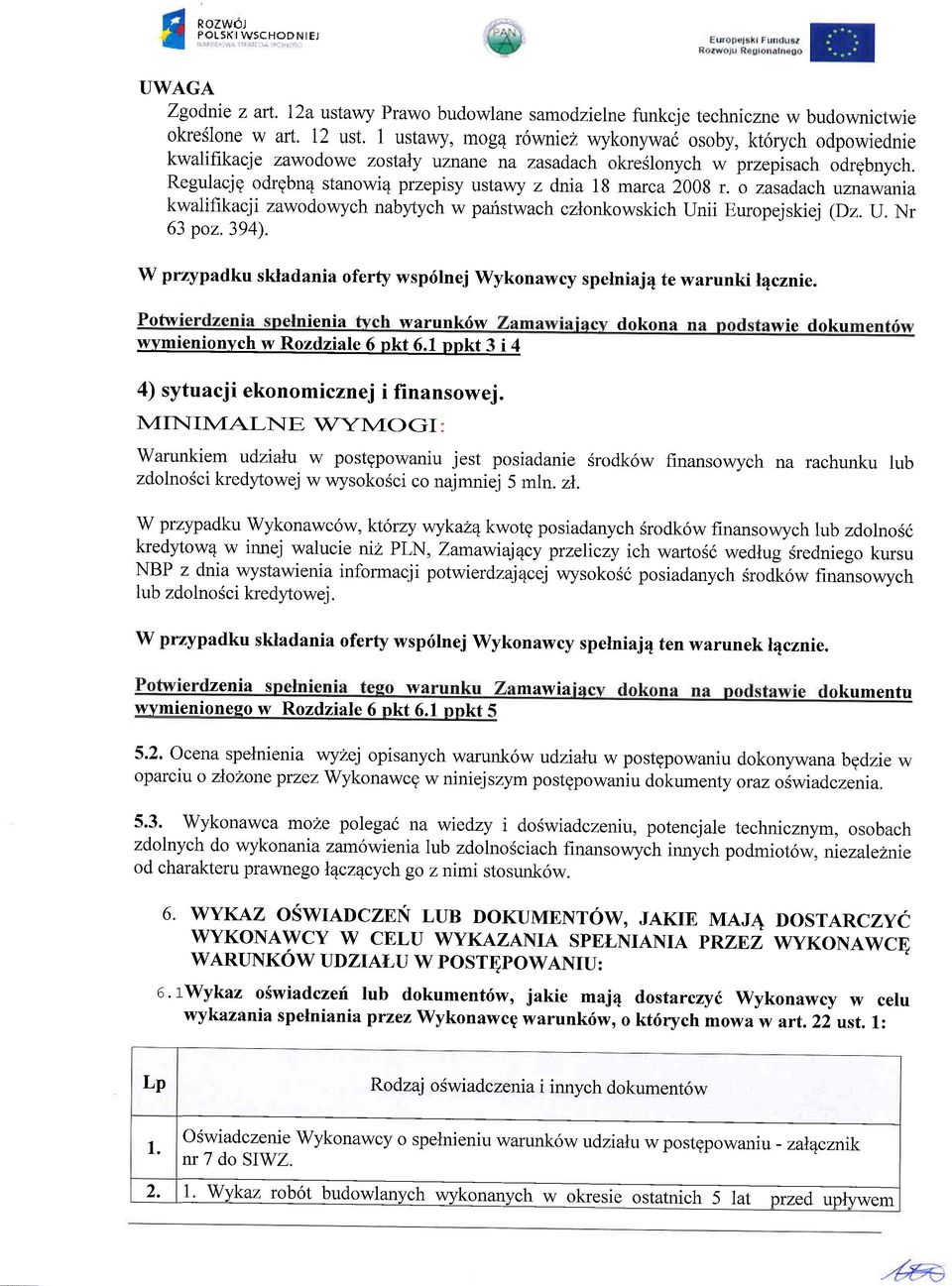 Regulacjg odrgbn4 stanowi4 przepisy ustawy z dnra 18 marca 2008 r. o zasadachutnu*lunu kwalifikacji zawodowych nabytych w pafistwach czlonkowskich Unii Europejskiej (Dz. U. Nr 63 poz.394).