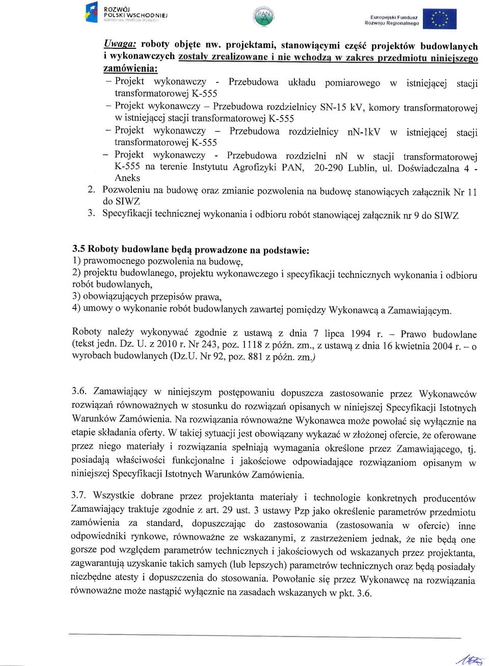 wykonawczy - Przebudowa rozdzielmcy SN-15 kv, komory transformatorowej w istniej4cej stacji transformatorowej K-555 - Projekt wykonawczy Przebudowa rozdzielnicy nn-lkv w istniej4cej stacji