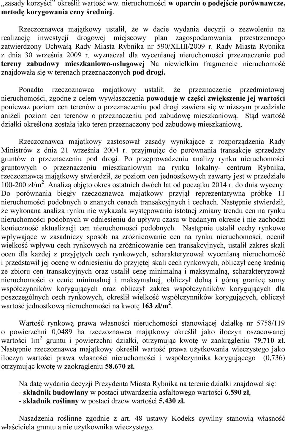 590/XLIII/2009 r. Rady Miasta Rybnika z dnia 30 września 2009 r.