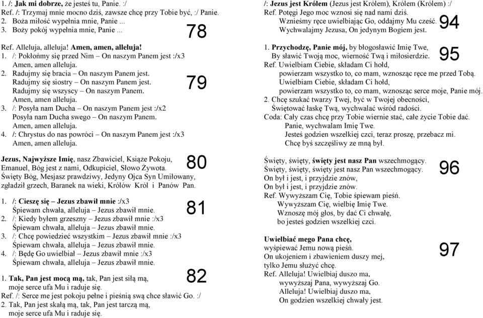 Radujmy się wszyscy On naszym Panem. Amen, amen alleluja. 3. /: Posyła nam Ducha On naszym Panem jest :/x Posyła nam Ducha swego On naszym Panem. Amen, amen alleluja. 4.