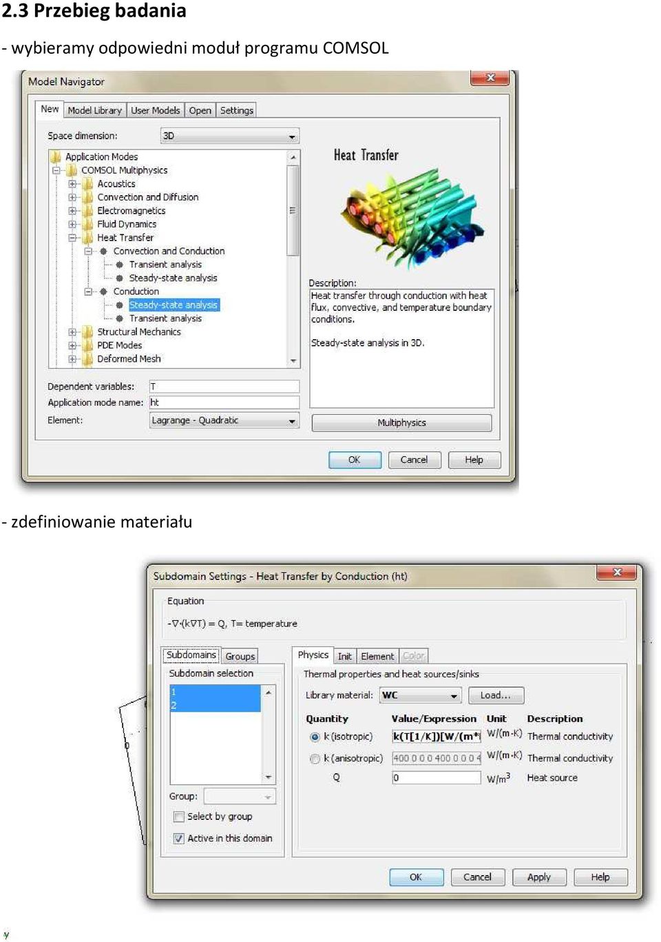 moduł programu COMSOL