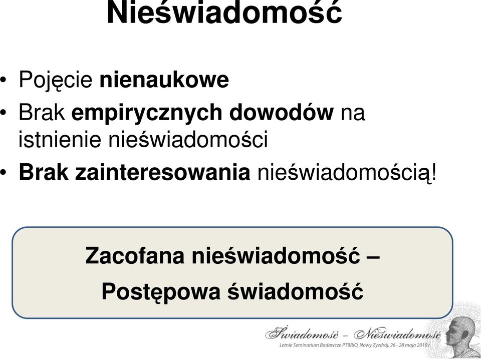 nieświadomości Brak zainteresowania