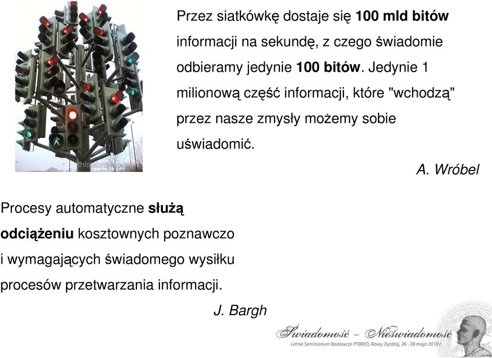 Jedynie 1 milionową część informacji, które "wchodzą" przez nasze zmysły moŝemy sobie