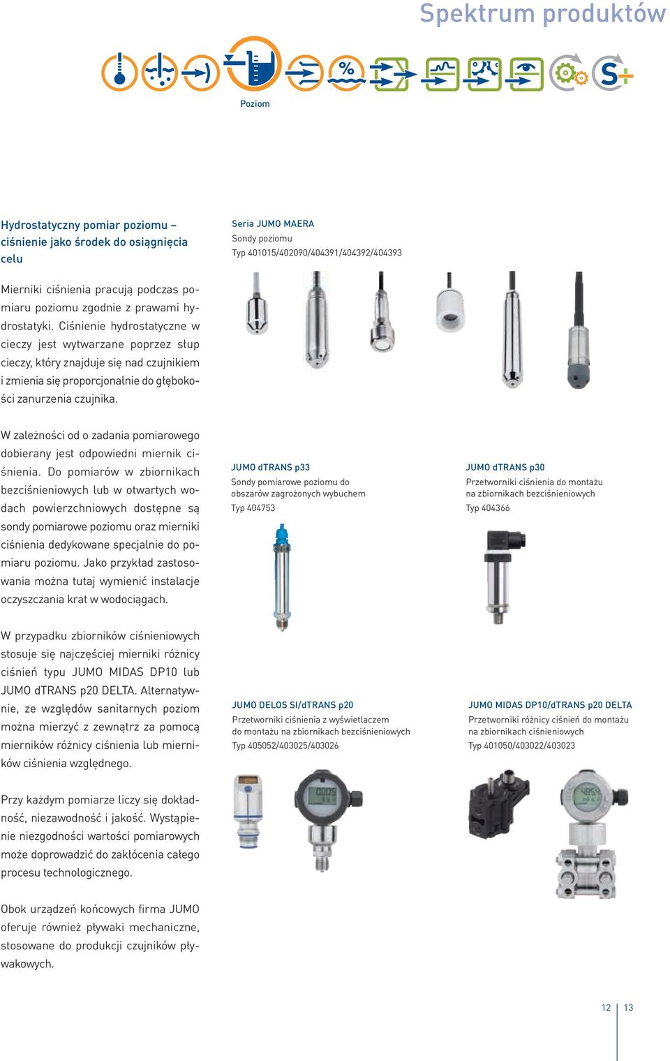 Ciśnienie hydrostatyczne w cieczy jest wytwarzane poprzez słup cieczy, który znajduje się nad czujnikiem i zmienia się proporcjonalnie do głębokości zanurzenia czujnika.